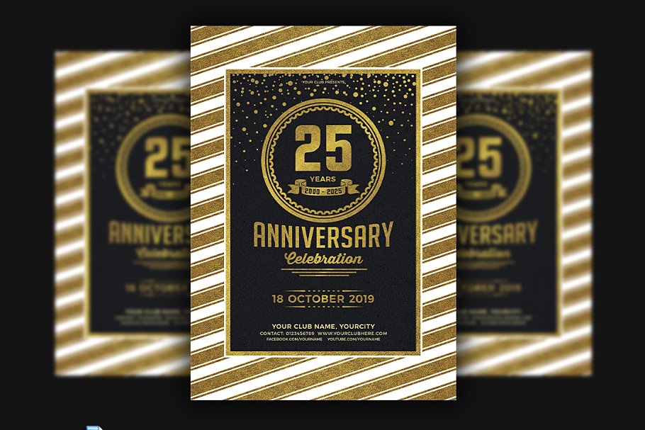 周年庆聚会活动海报设计传单模板 Anniversary Party Flyer插图