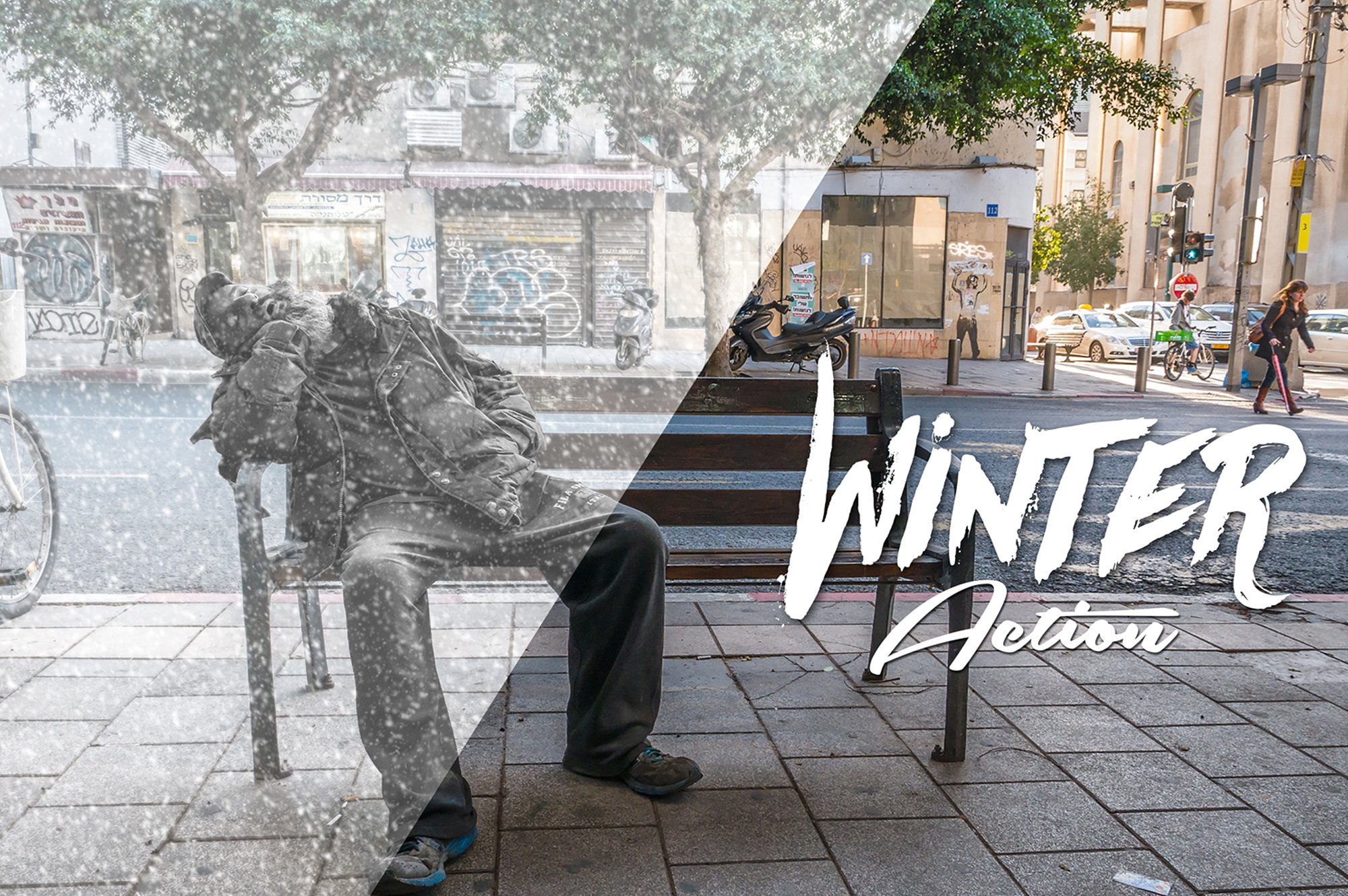 6款冬季雪花效果处理的PS动作 6 Winter Photoshop Action插图1
