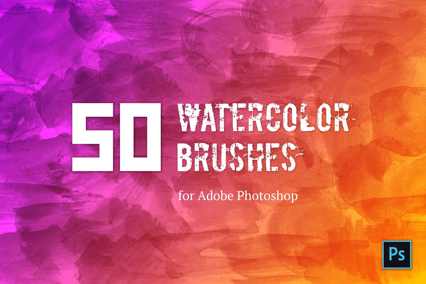 50个手工水彩笔刷笔触图形PS笔刷#1 Watercolor Brush Set #1插图