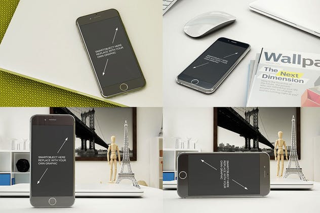 11个逼真的iphone设备样机模板 Phone Mockup – 11 Poses插图(1)