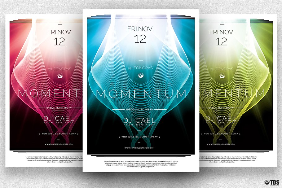 未来科技感DJ音乐派对PSD传单模板 Momentum Flyer PSD插图