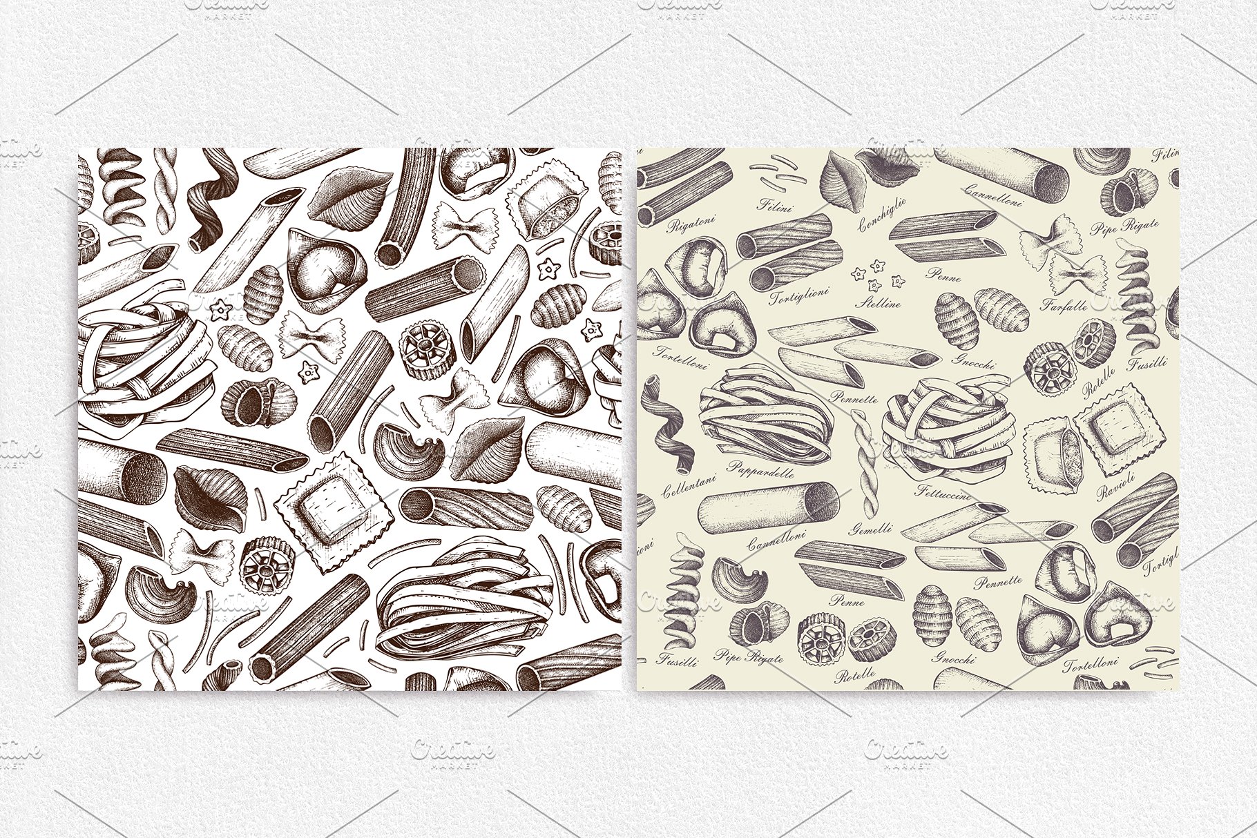 意大利面食和通心粉矢量插画 Vector Pasta & Macaroni Collection插图5