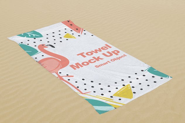 沙滩巾印花图案设计样机模板 Beach Towel Mock Up插图(1)