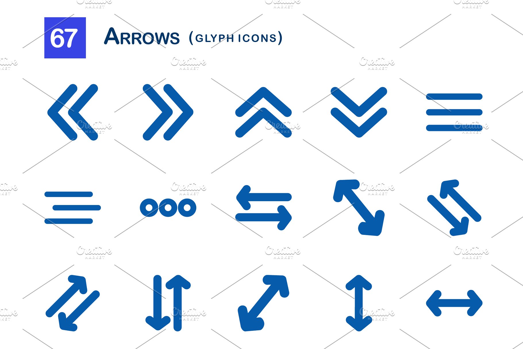 67个箭头字形图标 67 Arrows Glyph Icons插图(3)