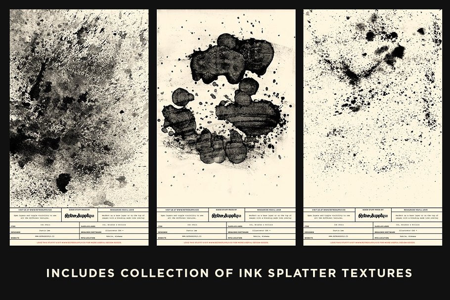 水洗墨水的魅力纹理合集[1.08GB] Dirty Ink | Ink Wash Textures插图(6)