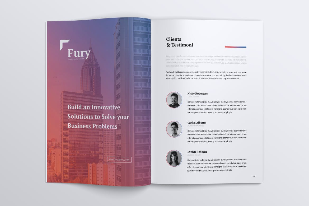 创意代理公司简介&案例介绍企业画册设计模板 FURY Creative Agency Company Profile Brochures插图3
