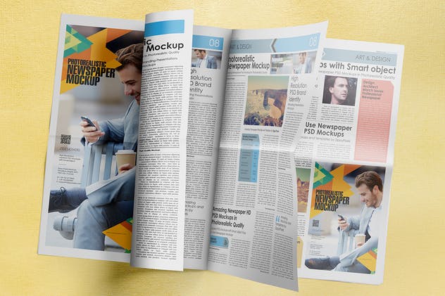 逼真新闻报纸排版设计展示样机 Photorealistic Newspaper Mockups插图(3)