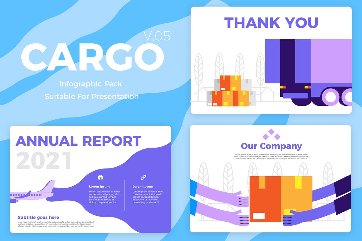 物流快件服务概念插画信息图表素材v5 Cargo v5 – Infographic插图