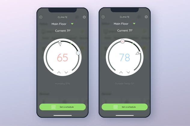 室温控制智能家居移动应用UI模板 Temperature Smarthome Mobile UI – FP插图(2)