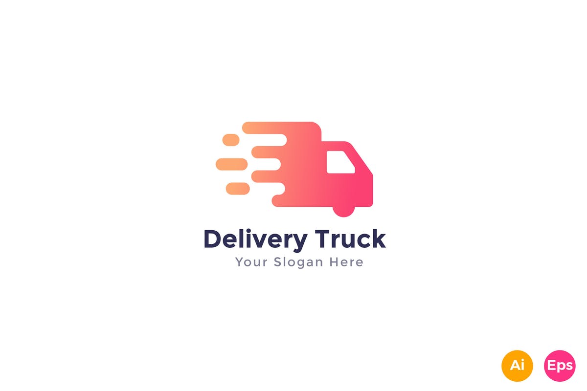 快递物流运输行业品牌Logo模板 Fast Delivery Truck Logo Template插图