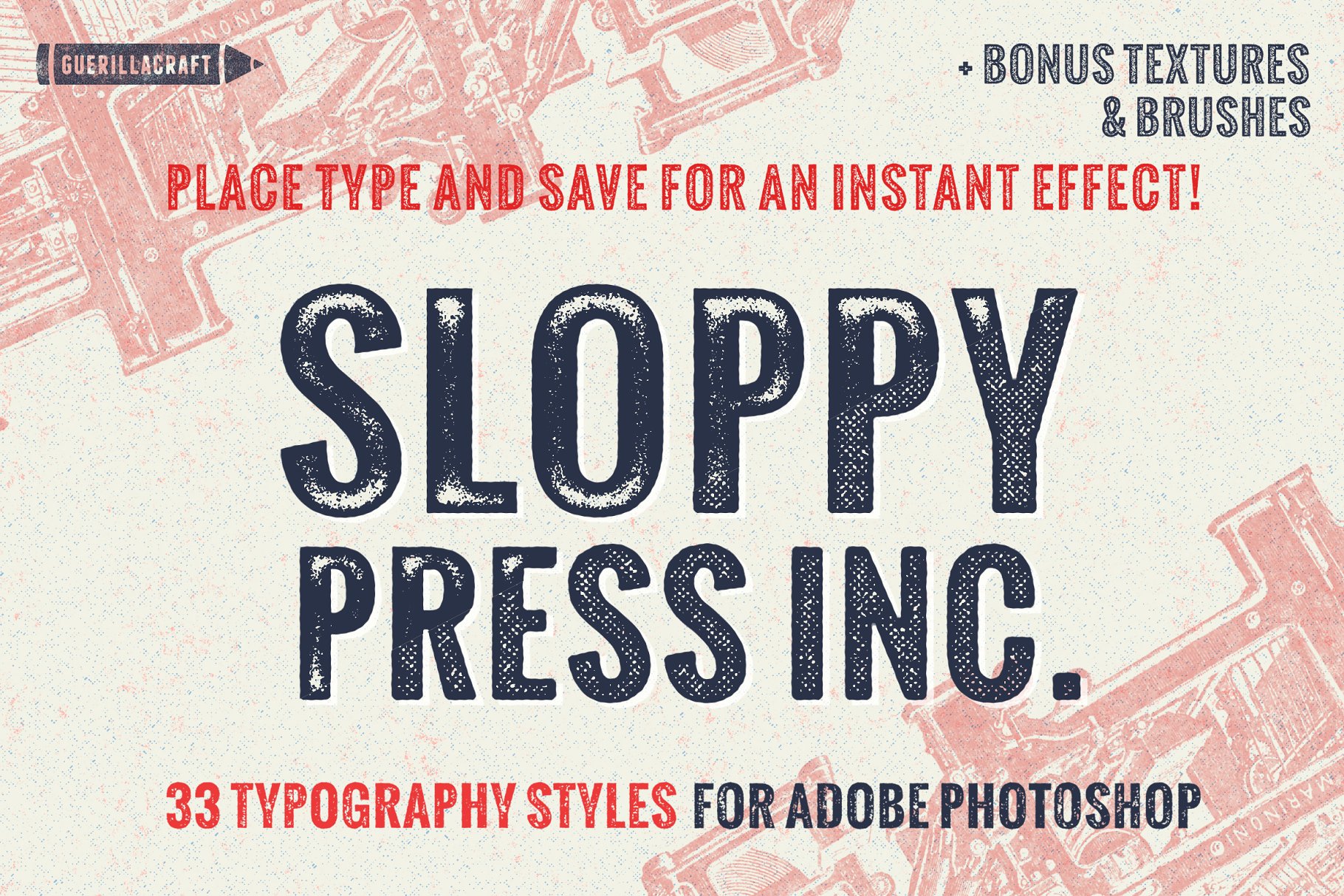 复古手工印刷文本图层样式 Sloppy Press Inc.插图