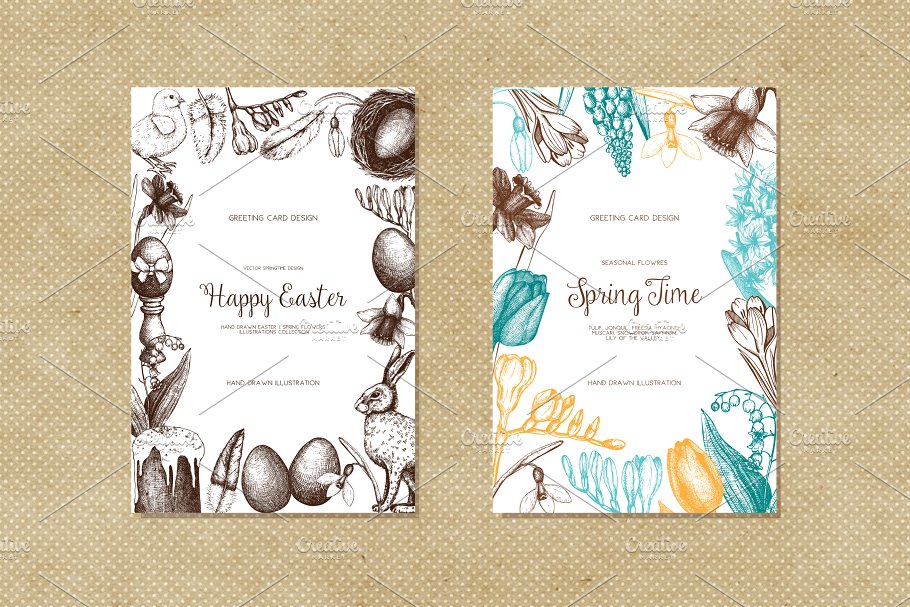 复活节和春天插画元素集 Easter & Spring Illustrations Set插图3