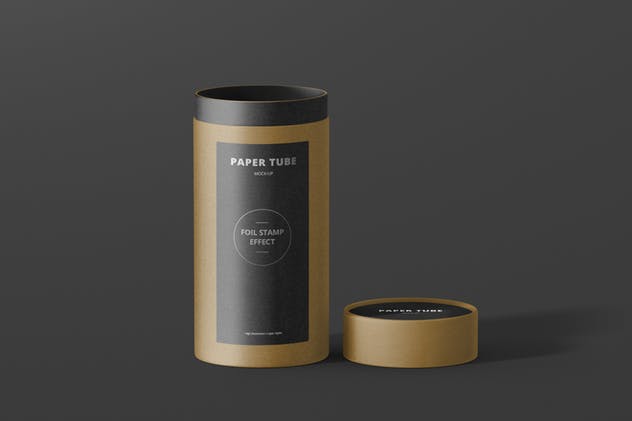 茶叶/咖啡高纸筒包装样机模板 Paper Tube Packaging Mock-Up – Long / High插图(5)