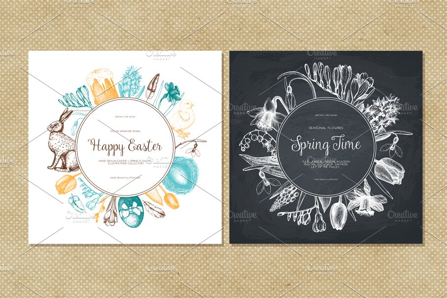 复活节和春天插画元素集 Easter & Spring Illustrations Set插图4