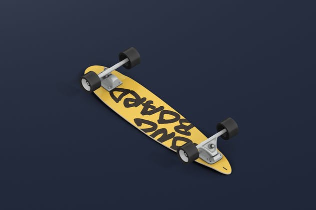 长滑板手绘图案设计样机模板 Skateboard Longboard Mockup插图(2)