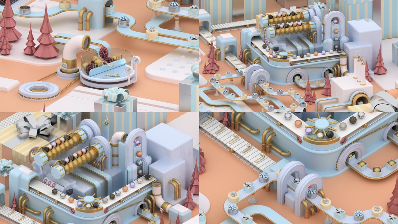 3D建模圣诞节主题概念工厂场景PNG素材 Christmas Factory插图(2)