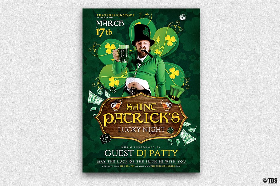 圣帕特里克节活动传单海报设计模板v1 Saint Patricks Day Flyer PSD V1插图(1)