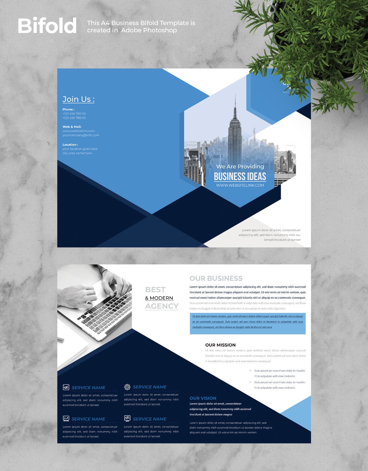 高端物业公司介绍宣传册设计模板v9 Business Bifold Brochure插图(1)
