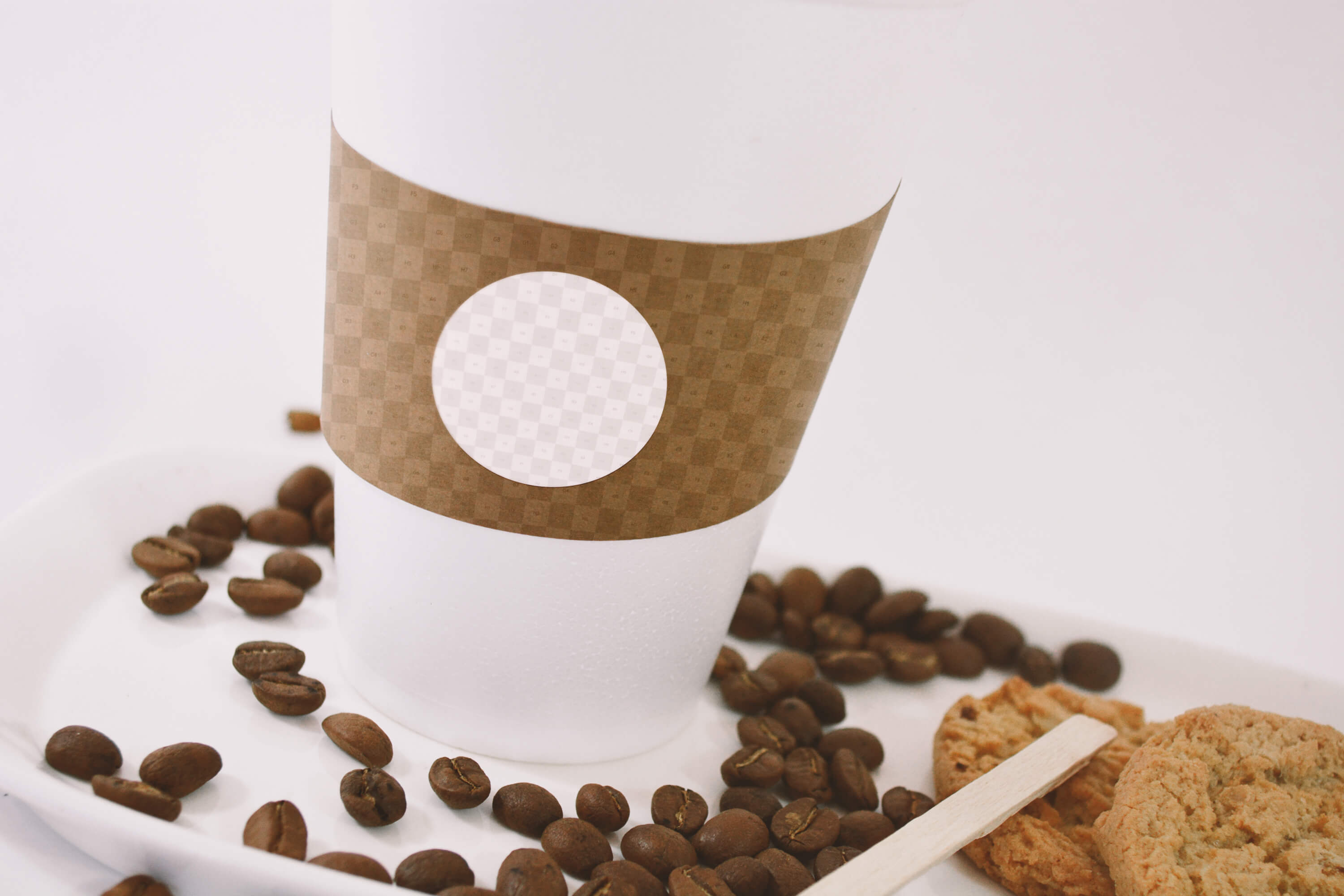 咖啡品牌VI设计预览咖啡杯特写视图样机 Large Coffee Cup Mockup – Close up View插图(1)