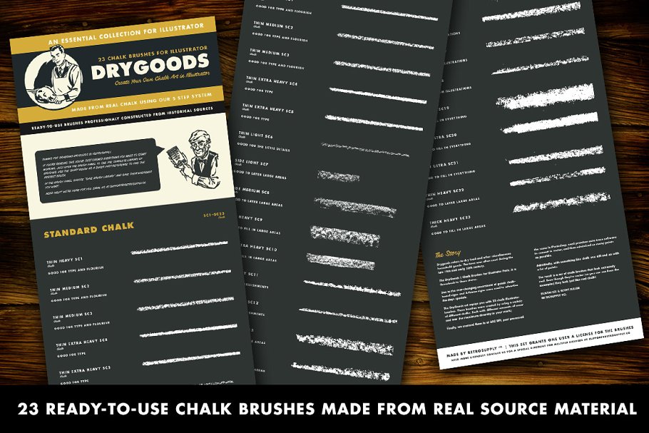 纺织风格粉笔笔画AI笔刷 DryGoods | Chalk Brushes for AI插图(4)