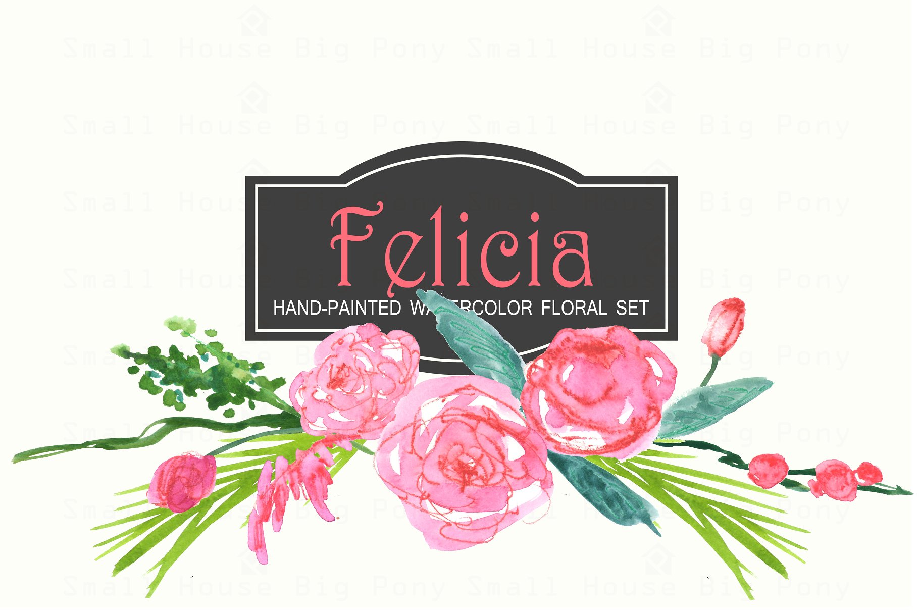 费利西亚艺术水彩花卉剪贴画 Felicia – Watercolor Clip Art插图(2)