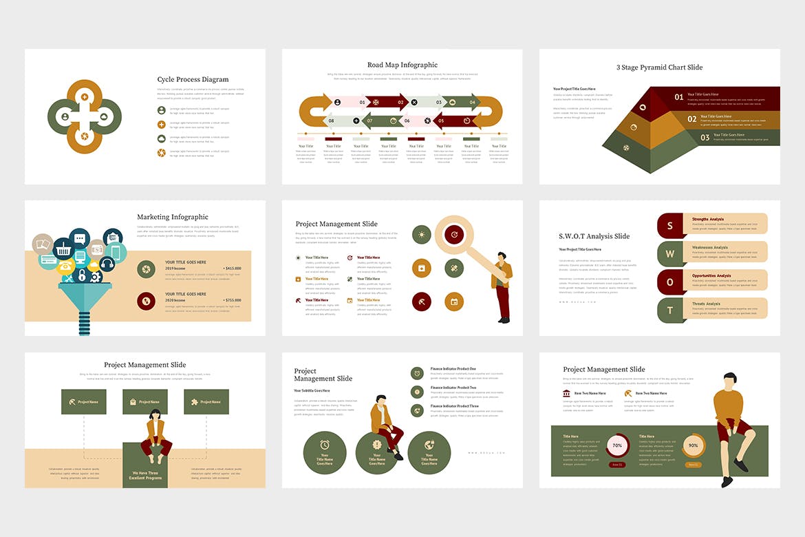 市场分析/市场调研报告PPT模板下载 Rozua : Vector Infographic Business Powerpoint插图2
