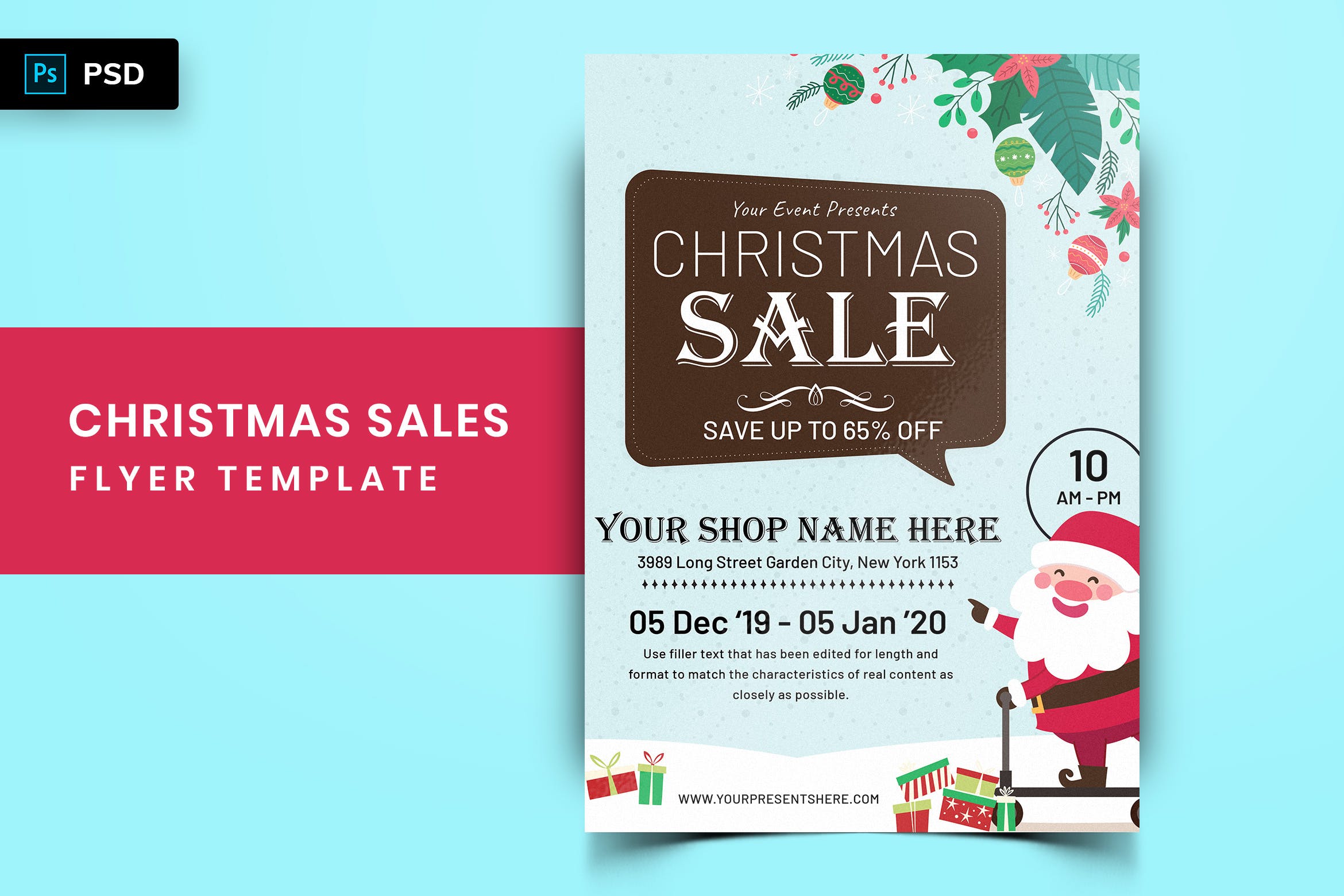 圣诞节礼物商店促销广告海报传单模板v6 Christmas Offer Sales Flyer-06插图
