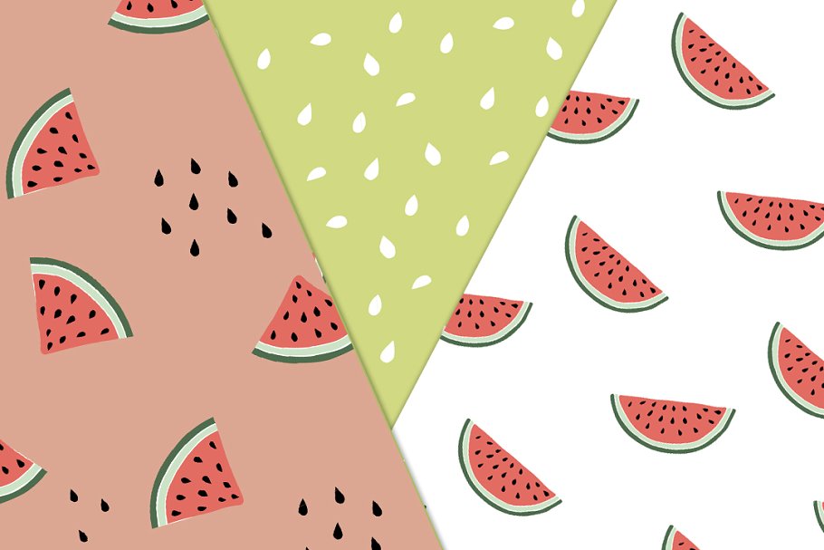 西瓜图案无缝纹理 Watermelon Seamless patterns插图(4)