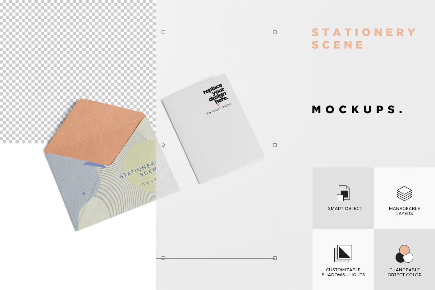 创意品牌VI视觉设计办公用品套装等距网格样机模板 Stationery Mockup Scenes插图(4)