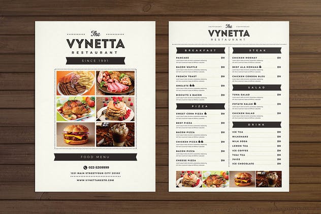 西餐厅菜单模板设计PSD素材 Simple Restaurant Food Menu Package插图(2)