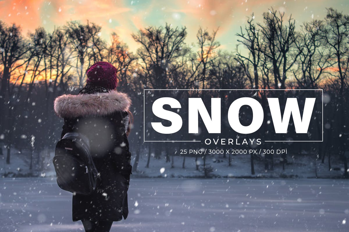 25款雪花飘舞背景叠层照片装饰图片素材 25 Snow Photoshop Overlays插图