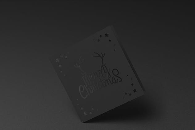 正方形铝箔冲压贺卡样机 Square Greeting Card Mock-Up with Foil Stamping插图(15)