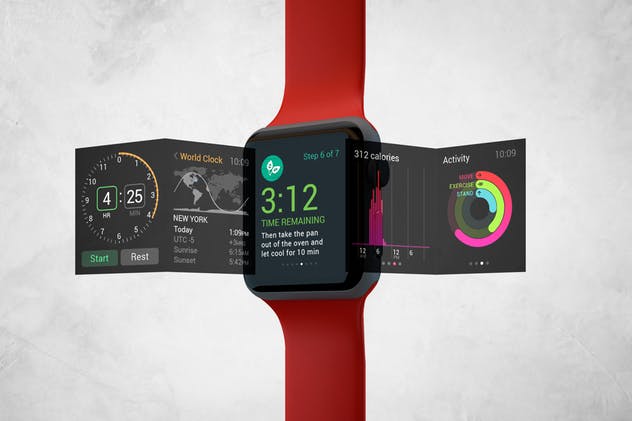 Apple智能手表APP设计展示设备样机V.3 Apple Watch Mockup V.3插图(6)