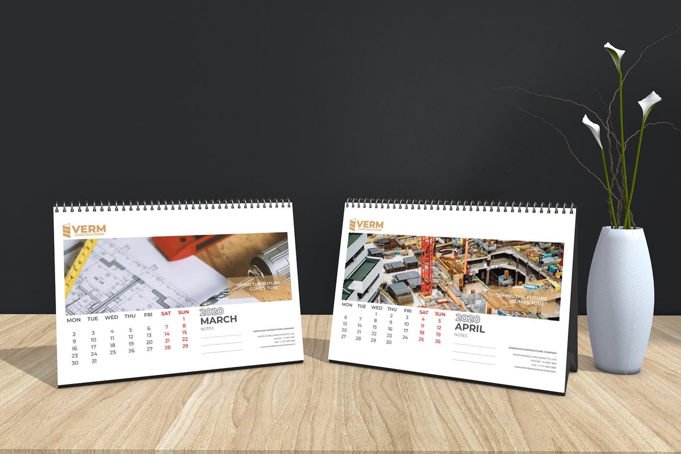 2020年建筑主题台历&挂墙日历表设计模板 Construction Wall & Table Calendar 2020插图(10)