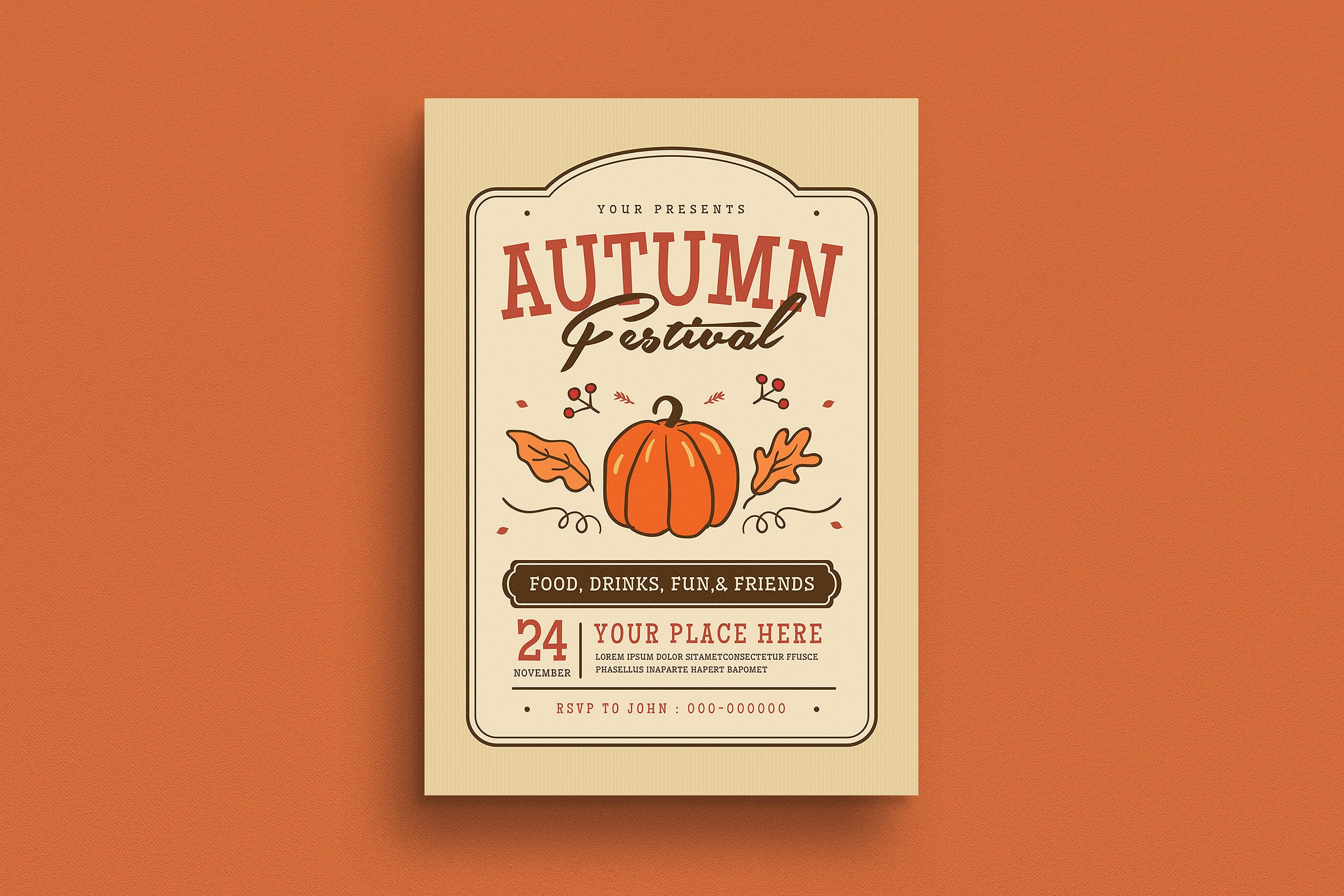 秋季节日聚会宣传单设计模板 Fall Festival Flyer插图(1)