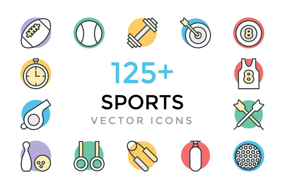 125+运动主题矢量图标 125+ Sports Vector Icons插图