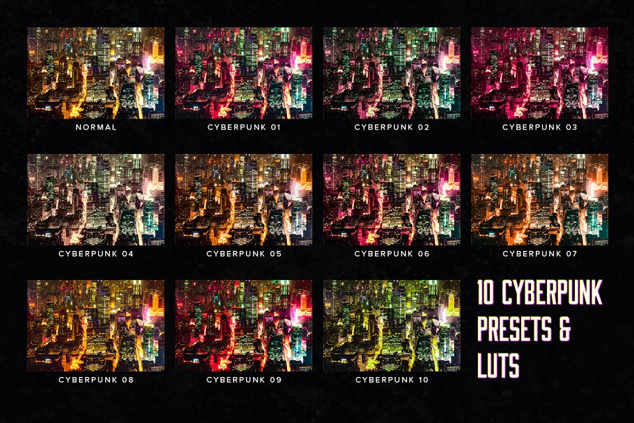 10款科幻电影特效照片滤镜PR预设 10 Cyberpunk Lightroom Presets LUTs插图1