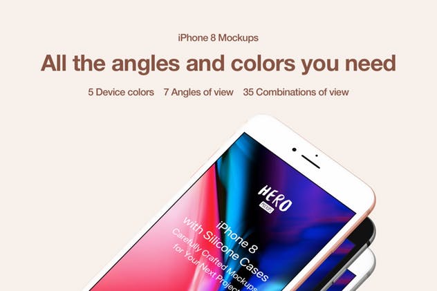 APP UI设计展示iPhone 8样机模板 HERO Phone 8 Mockups插图(1)