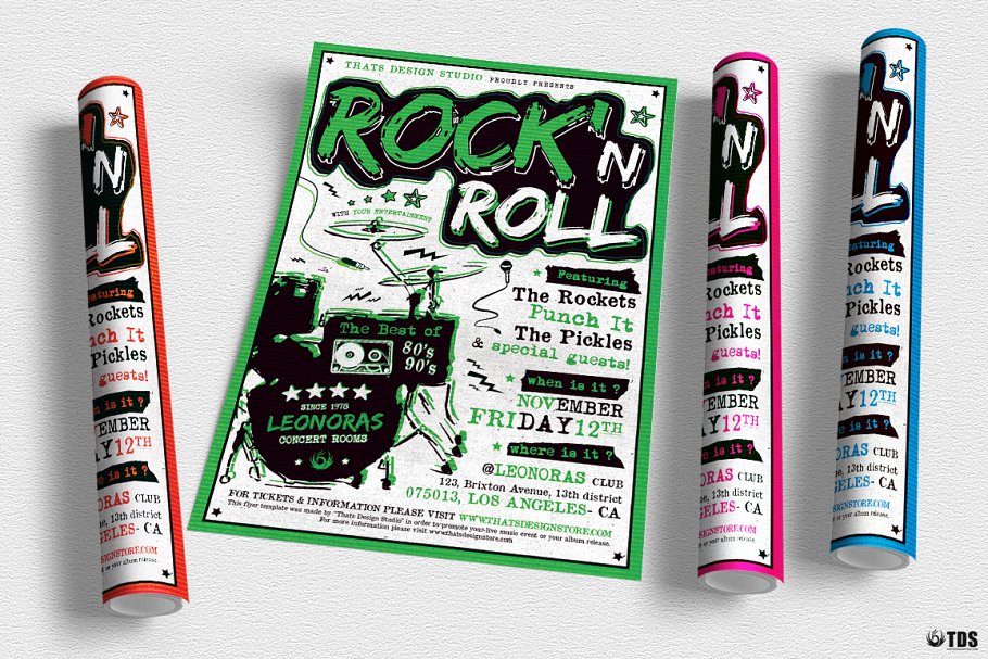 摇滚音乐节活动海报PSD模板v5 Rock Festival Flyer PSD V5插图3