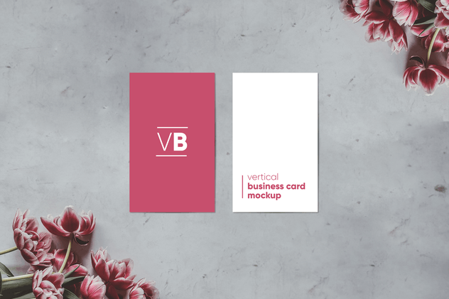 简约企业名片/卡片设计样机模板 Vertical Business Card Mockup插图(2)