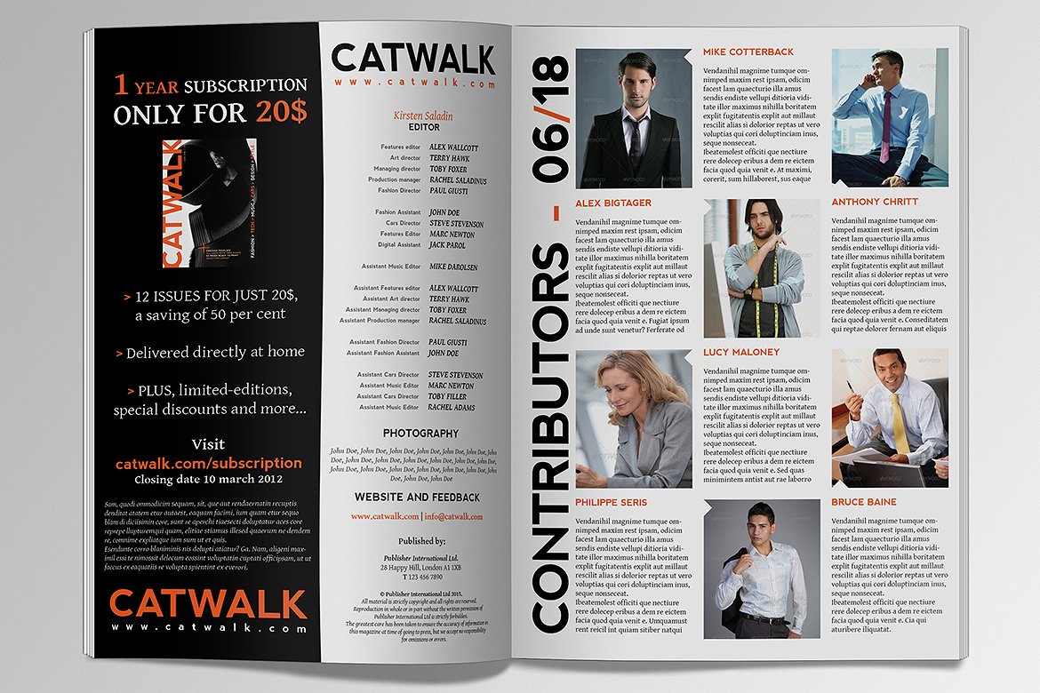 高端时尚极简的杂志模板 Catwalk Magazine Template [indd]插图6