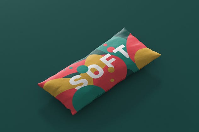 时尚多彩长矩形沙发卧室枕头样机模板 Pillow Mockup – Long Rectangle插图(2)