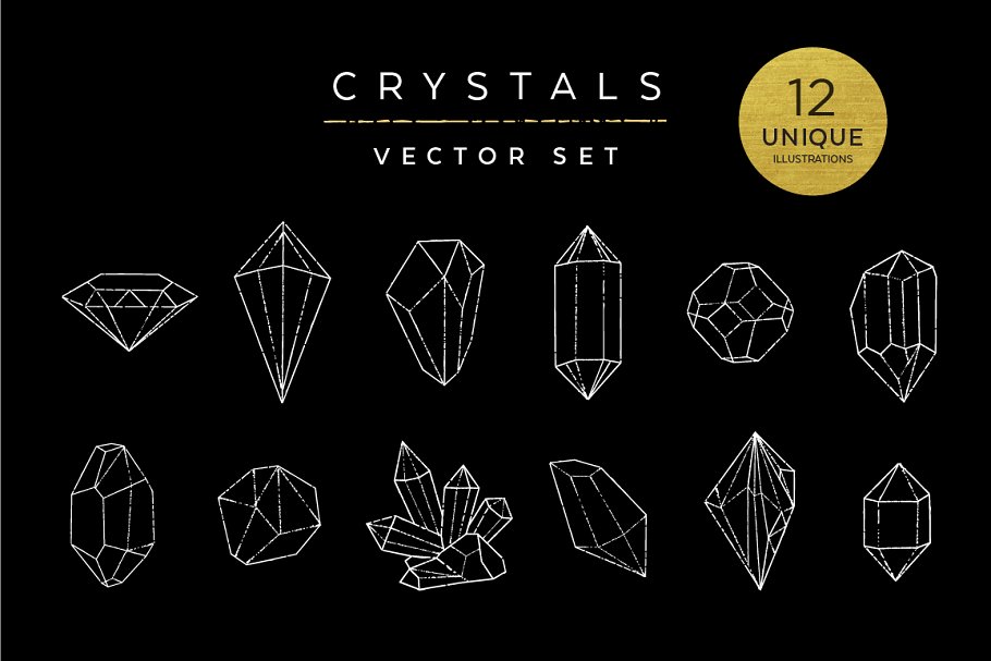各种形状水晶矢量图形素材 Crystals Vector Illustration Set插图