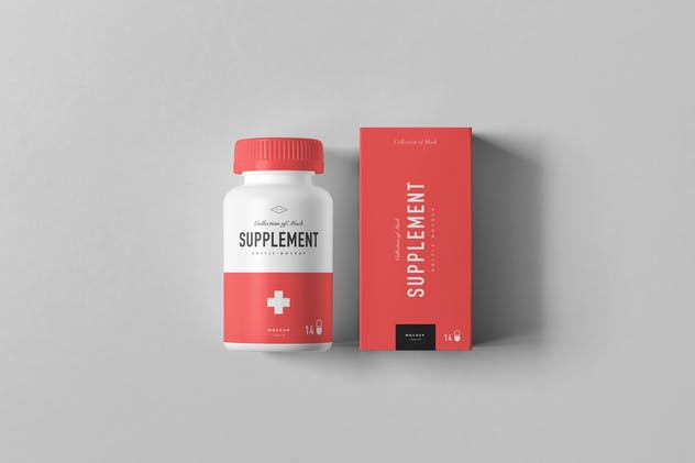 膳食补充剂营养品药罐和包装盒样机5 Supplement Jar & Box Mock-Up 5插图(9)