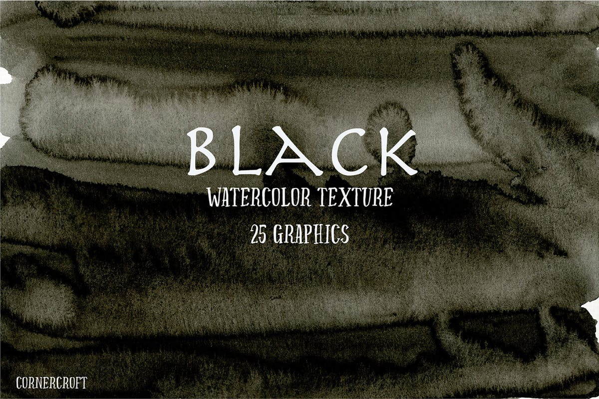 黑色水彩背景纹理素材 Watercolor Texture Black插图