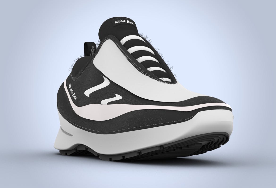 运动鞋外观设计效果预览样机PSD模板 Sneaker Diagonal View PSD Mock-up插图1