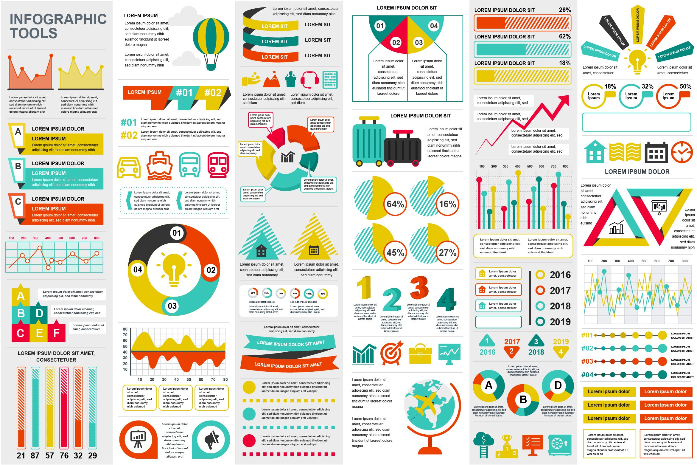 企业行业市场份额数据分析信息图表设计模板 Set Infographic Elements Template插图