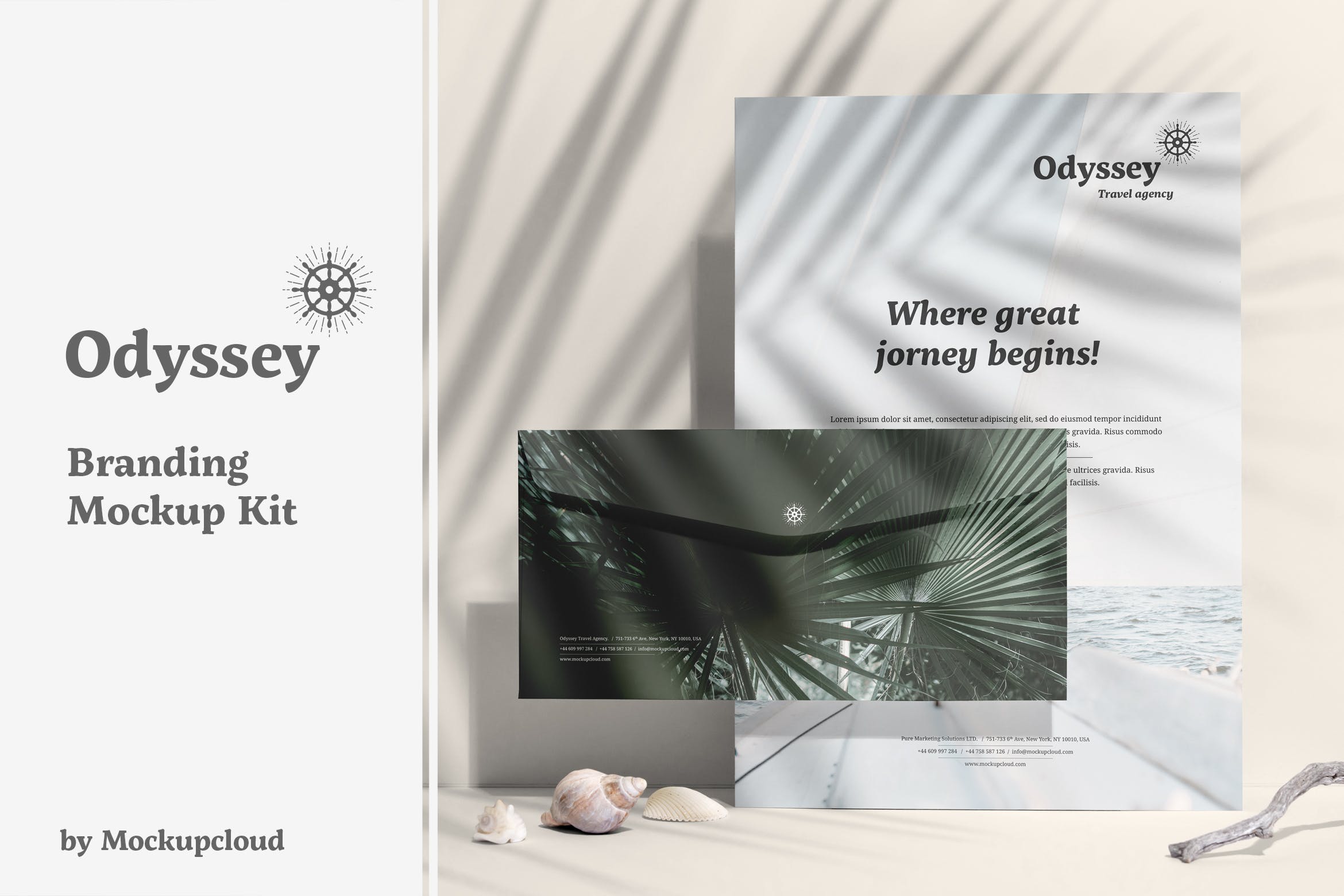 高端优雅风格时尚品牌VI设计效果预览样机套装 Odyssey Branding Mockup插图