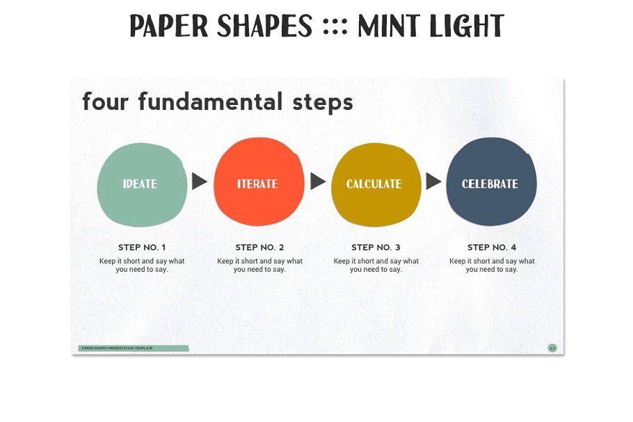 512页手工设计 PPT 幻灯片模板（共8种配色方案） Paper Shapes Powerpoint Presentation插图(10)