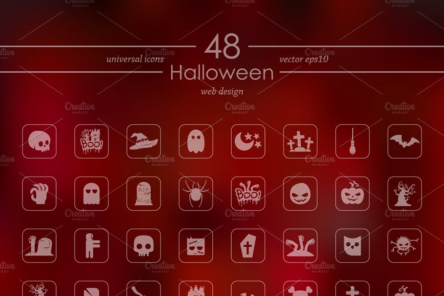 48个万圣节矢量图标集合 48 HALLOWEEN icons插图(1)